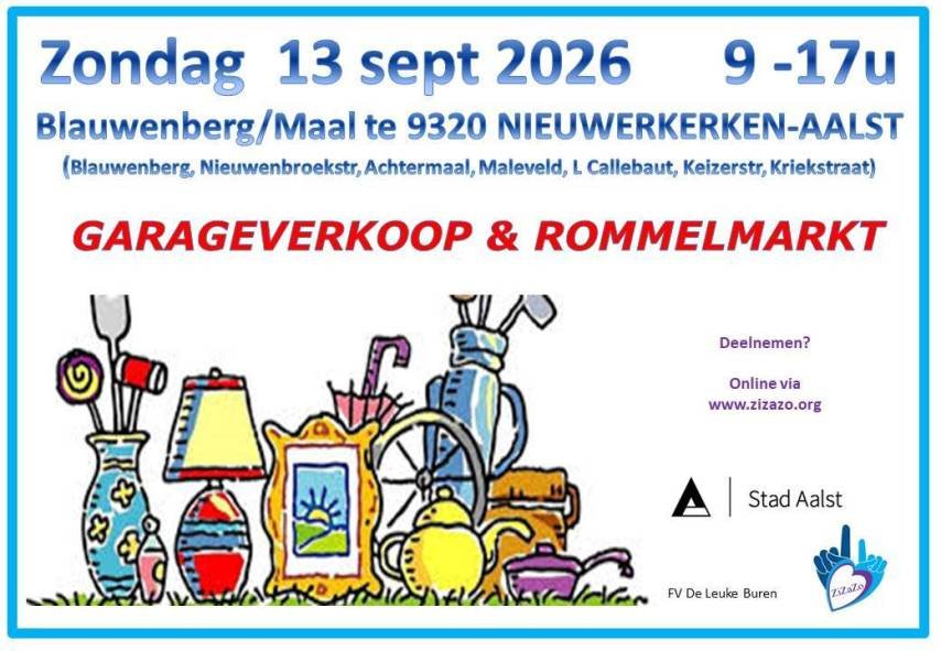 Garageverkoop & Rommelmarkt Maal Nieuwerkerken op 13 september 2026
