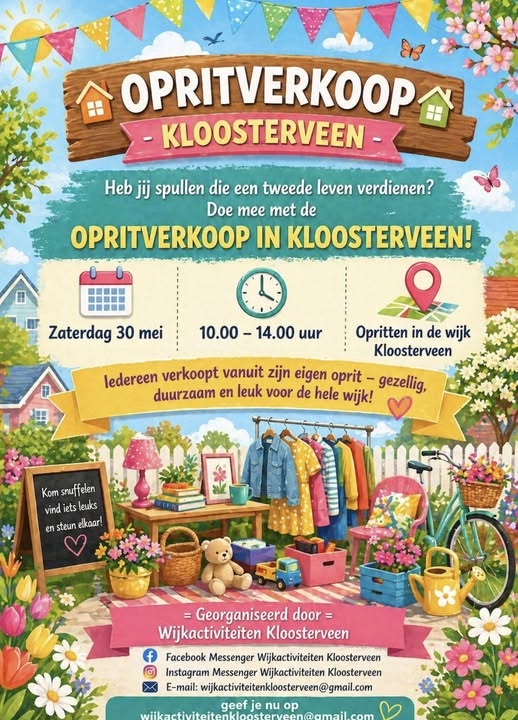 Opritverkoop Kloosterveen – 30 mei 2026