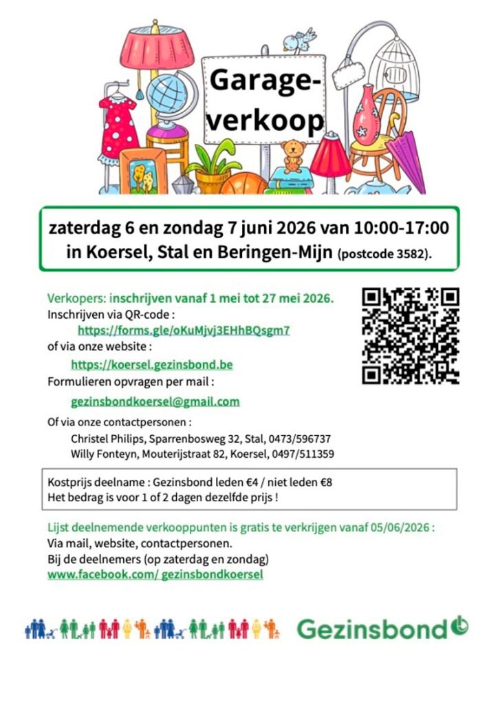 Garageverkoop in Koersel – 6 en 7 juni 2026