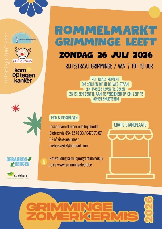 Rommelmarkt Grimminge leeft in Grimminge – 26 juli 2026