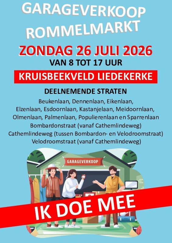 Garageverkoop/Rommelmarkt in Liedekerke 26 juli 2026