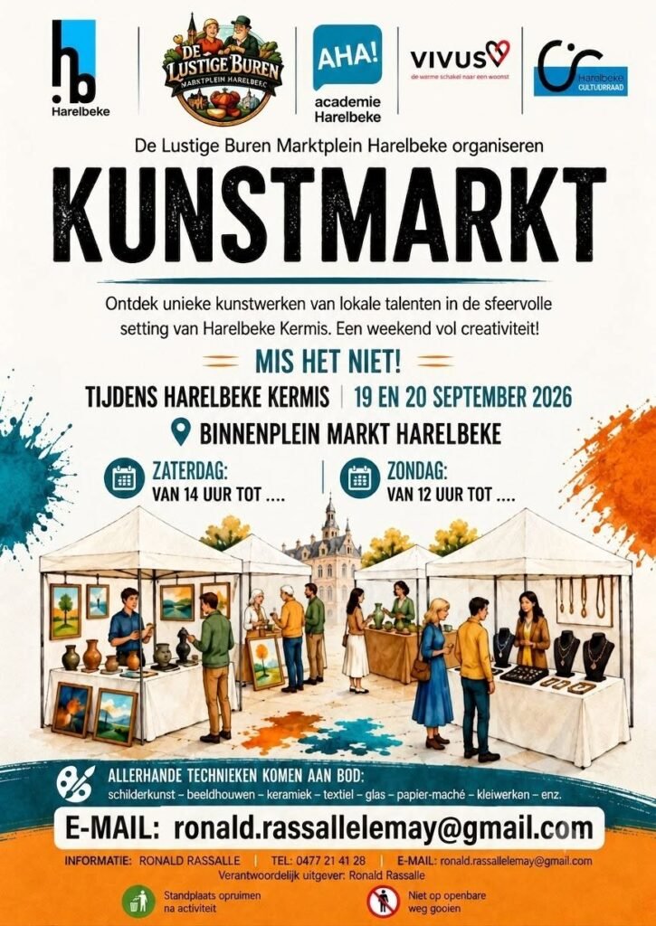 Kunstmarkt Harelbeke – 19 en 20 september 2026