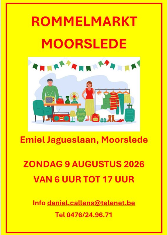 Rommelmarkt Moorslede in Moorslede – 9 augustus 2026