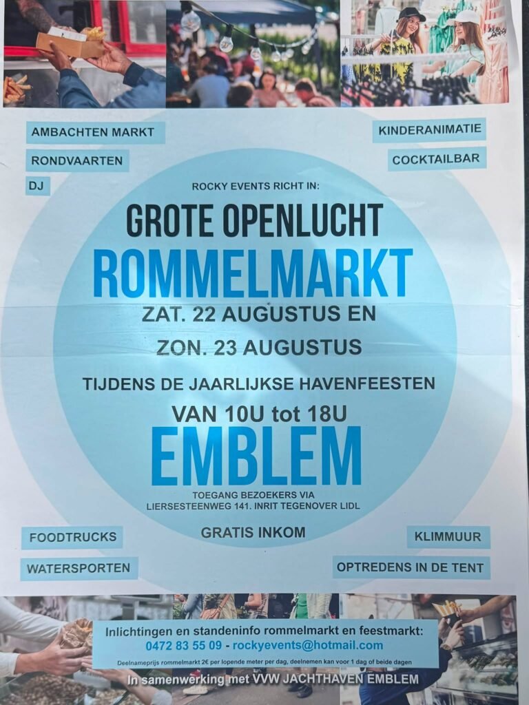 Grote Openlucht Rommelmarkt in Emblem – 22 en 23 augustus