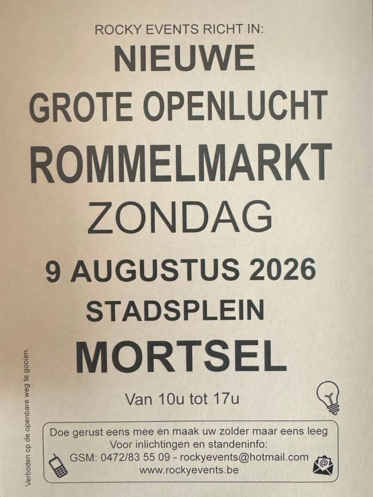 Grote Openlucht Rommelmarkt in Mortsel – 9 augustus 2026