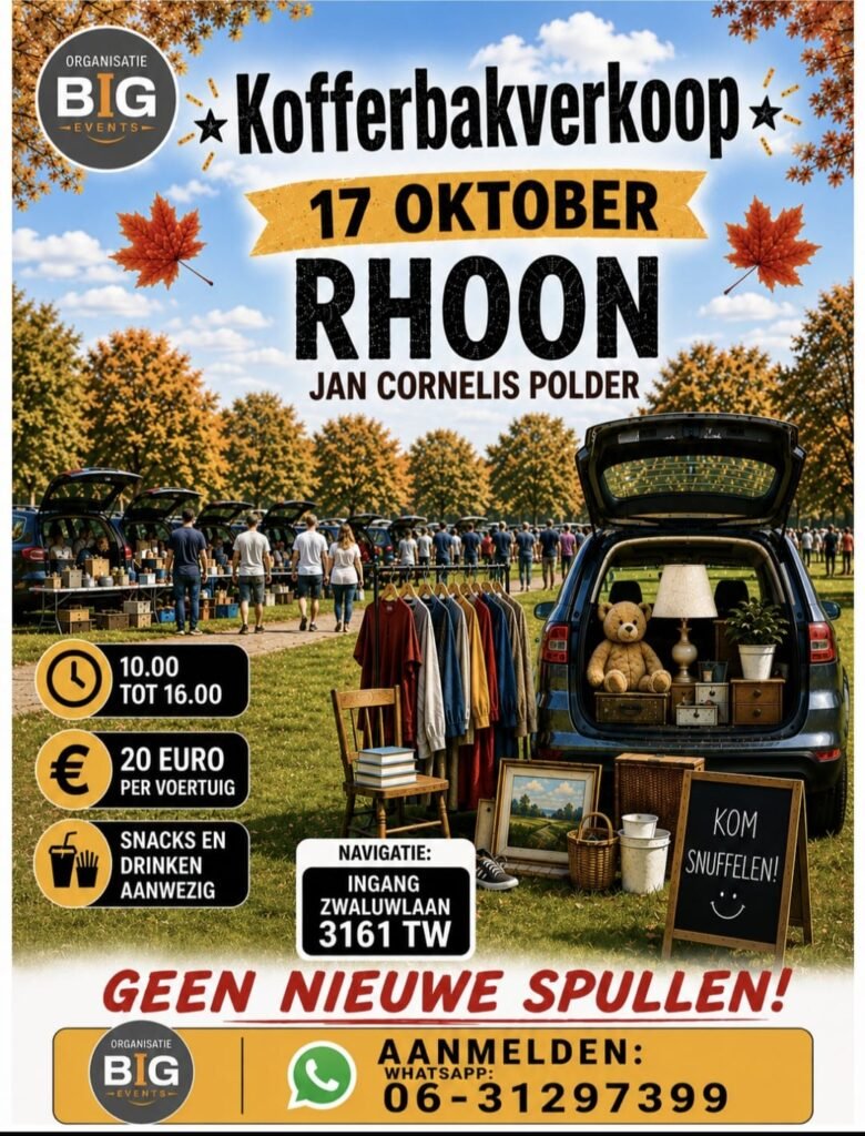 Kofferbakverkoop Rhoon – 17 oktober 2026